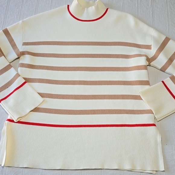 Tahari Sweaters - Tahari Striped Mock Neck Sweater 3/4 Sleeves Women' Size XS